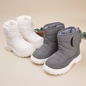 Kids Fashion Velcro Warm Rubber Soft Bottom Fleece Snow Bootskida