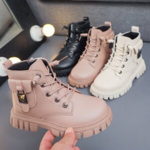 Kids Boys Girls Autumn Winter Fashion Casual Solid Color TPR Zipper Short Boots Low Round-Toe Dr. Martens