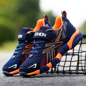 Kids Boys Fashion Casual Color Matching Breathable Letter Leather Preppy Lace-Up Sneakers