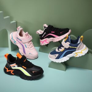 Kids Unisex Fashion Casual Color Matching Breathable Letter Leather Preppy Lace-Up Velcro Sneakers