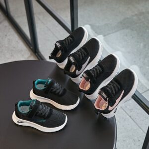 Kids Boys Girls Fashion Casual Mesh Breathable Color Matching Soft Bottom Lace-Up Velcro Sneakers