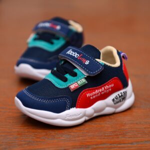 Kids Casual Color Blocking Mesh Velcro Sneakers