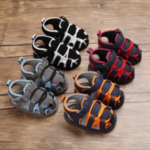Baby Boy Basic Toe Contrast Soft Sole Sandals