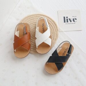 Kids Sandals Simple Summer Beach Cross-Tied Anti-Sliperry Soft