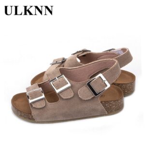 Kids Boys Basic Solid Color Metal Buckle Design Sandals