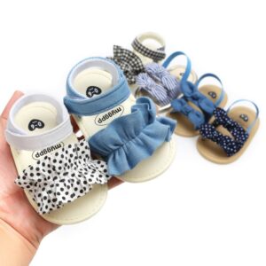 Baby Cute Bow Decor Polka Dot Soft Bottom Sandals