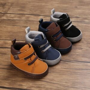 Baby Boys Basic Soft Bottom High-top First Walkers
