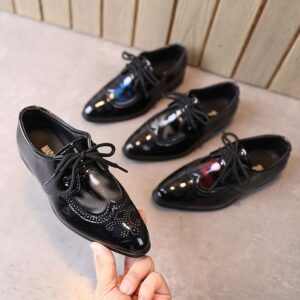 Boys Simple Pointed Toe Lace-up PU Shoes