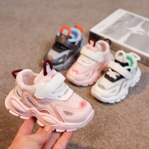 Kids Fashion Color Blocking Mesh Breathable Soft Bottom Sneakers