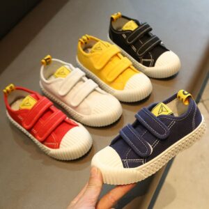 Kids Casual Double-row Velcro Design Soft-soled Canvas Shoes