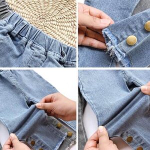 Girls Fashion Solid Color Button Design Jeans