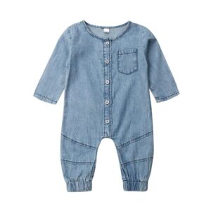 Baby Solid Color Single-breasted Jumpsuit