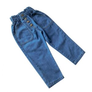 Girls Simple Solid Color Casual Jeans