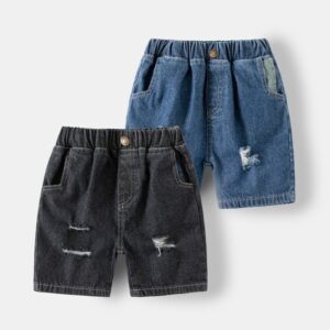 Kids Toddler Boys Fashion Casual Basic All-Match Ripped Denim Shorts