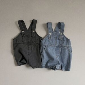 Kids Baby Boys Girls Casual Cute Basic Denim Suspender Romper