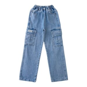 Kids Teen Girl Fashion Multi-Pocket Jeans