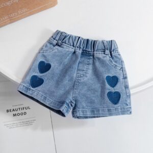 Children Kids Toddlers Girls Heart Denim Shorts