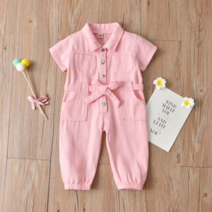 Children Kids Toddlers Girls Pink Denim Jumpsuit