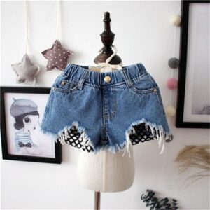 Girls Fashion Nets Hole Design Shorts
