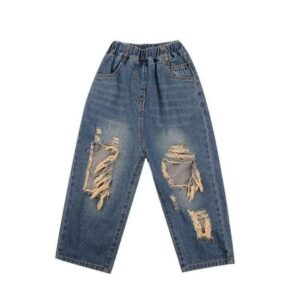 Kids Girls Cool Hole Design Jeans Denim Pants