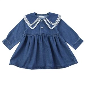 Girls Fashion Solid Color Double Lapel Design Dress