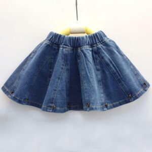 Girls Fashion Rivet Decor Elastic Design Skirt