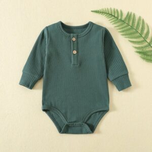 Kids Baby's Boys And Girls Autumn And Winter Solid Color Long-Sleeve Rompers