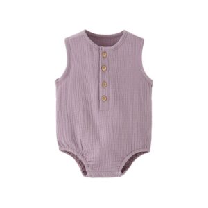 Kids Baby Boys And Girls Fashion Solid Color Sleeveless Rompers