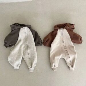 Kids Baby Boys And Girls Fashion Casual Autumn Long-Sleeve Zipper Hoodies Jumpsuit