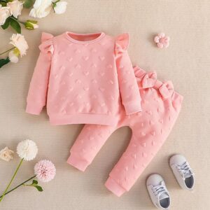 Kids Baby Girl Fashion Spring And Autumn Round-Neck Long Sleeve Top Bowknot Pants Two-Piece Set