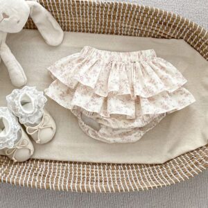 Summer Baby Girl Lace Tiny Flower Culottes Ruffled Shorts