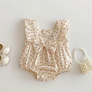 Baby Girl Fashion Cute Floral Printed Sleeveless Bodysuits