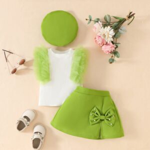 Baby Girl Fashion Mesh Ruffled Top And Skirt Hat Three-Piece Set