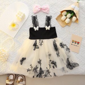 Girls Fashion Butterfly Printing Mesh Dress