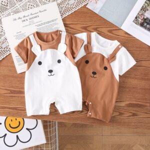 Kids Baby Boys Girls Cute Cartoon Short Sleeve Romper