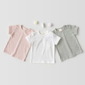 Kids Baby Fashion Casual Solid Color Cotton Round Neck Short-Sleeve T-Shirt