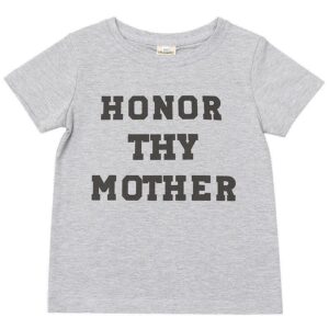 Boy Girl Letter Print Short Sleeves Grey T-Shirt