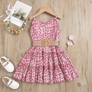 Children Kids Toddlers Girls Sleeveless Flower Print Dress