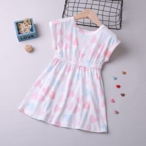 Girls Sweet Heart Pattern Dress