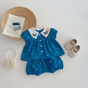 Kids Baby Girls Casual Cute Tiny Flower Short Sleeve Top Shorts Sets