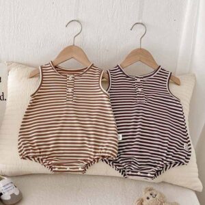 Kids Baby Boys Girls Casual Cute Stripe Romper