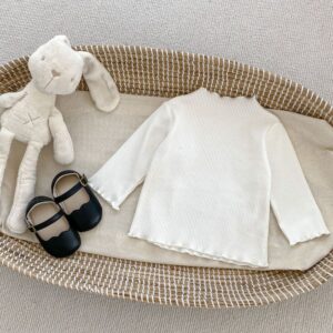 Kids Baby Girls Solid Color Stripe Long Sleeve Top