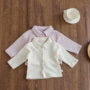 Kids Baby Girls Rhombus Long Sleeve Lapel Blouses