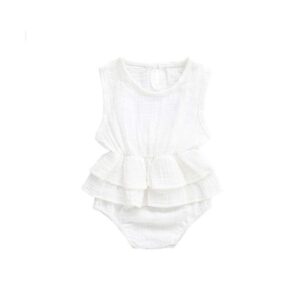 Baby Summer Cotton Solid Color Ruffle Bodysuit