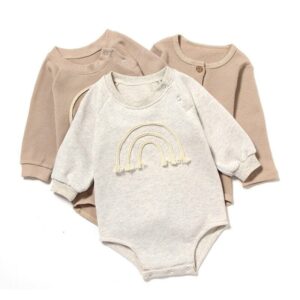 Kids Simple Rainbow Line Pattern Long-sleeves Romper