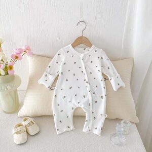 Kids Baby Boys Girls Casual Cute Tiny Flower Print Long Sleeve Romper