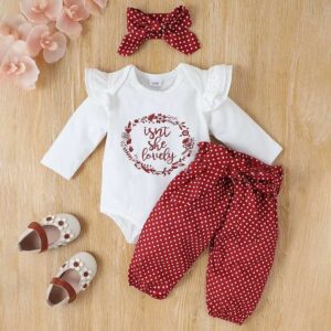 Kids Baby Girls Casual Alphabet Heart Long Sleeve Romper Trousers Sets