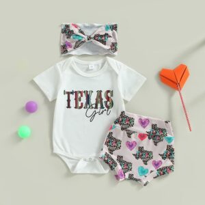 Kids Baby Girls Cute Letters Print Short Sleeve Romper Shorts Sets