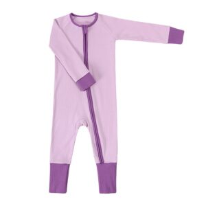Kids Baby Boys Girls Color Matching Rib-Knit Long Sleeve Romper