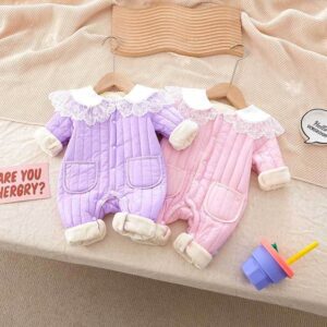 Kids Baby Girls Autumn Winter Casual Cute Fleeces Long Sleeve Romper